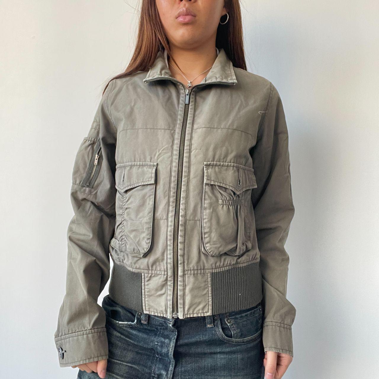 Khaki Zip Up Utility Jacket