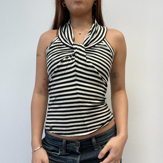 Stripy Halter Neck Vest Top