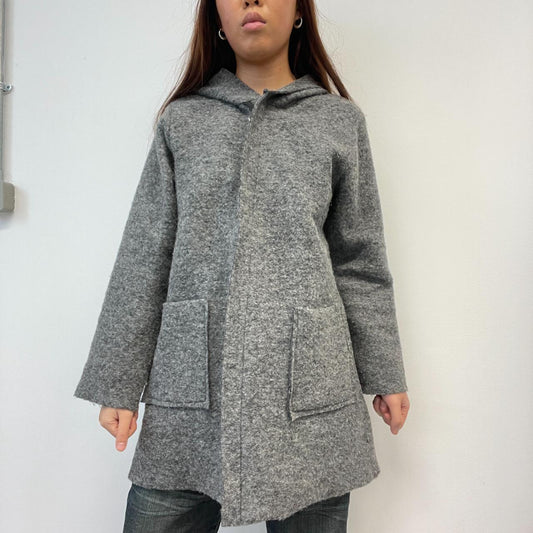 Charcoal Grey Hooded Trench Coat