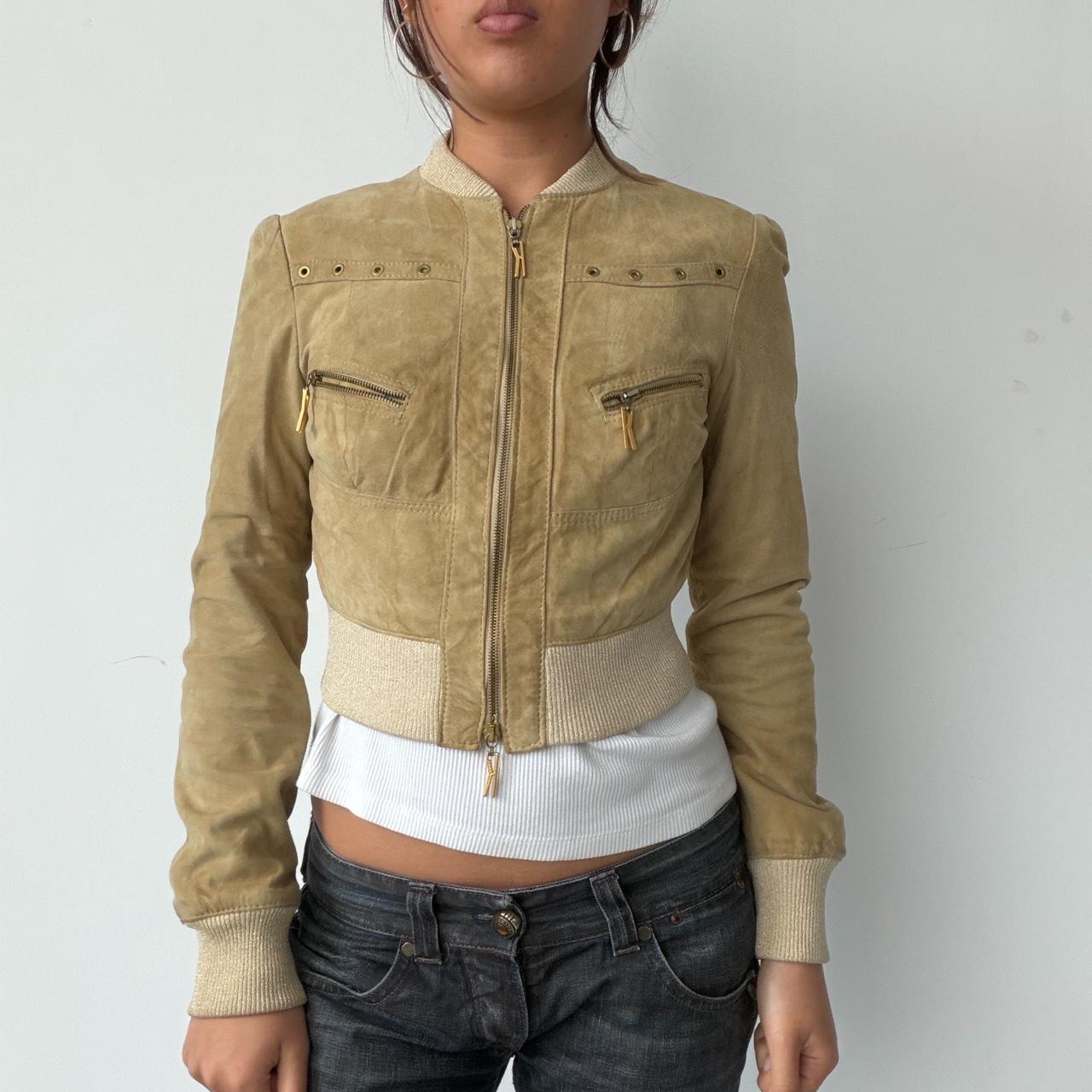 Vintage Beige Suede Zip Up