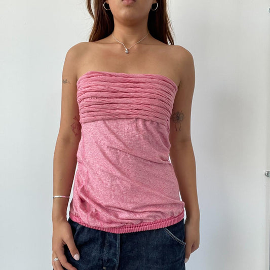 Pink Textured Bandeau Top