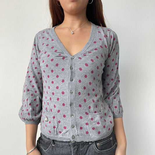 Grey/Pink Polkadot Cardigan