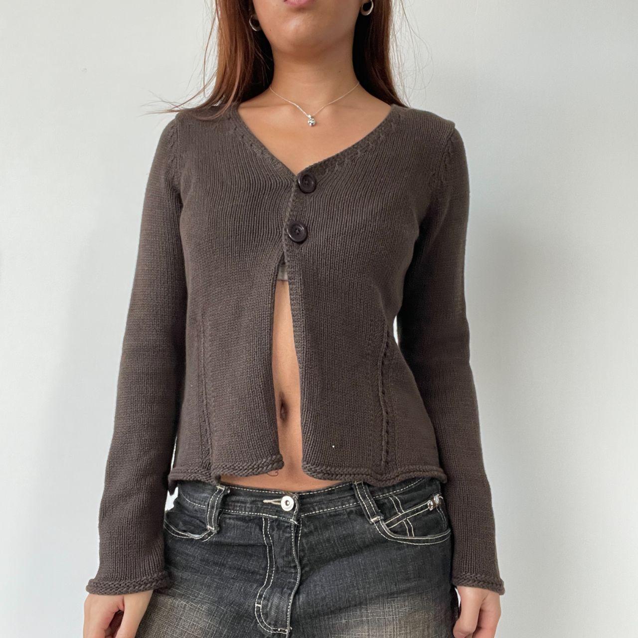 Brown V-Neck Button Up Cardigan