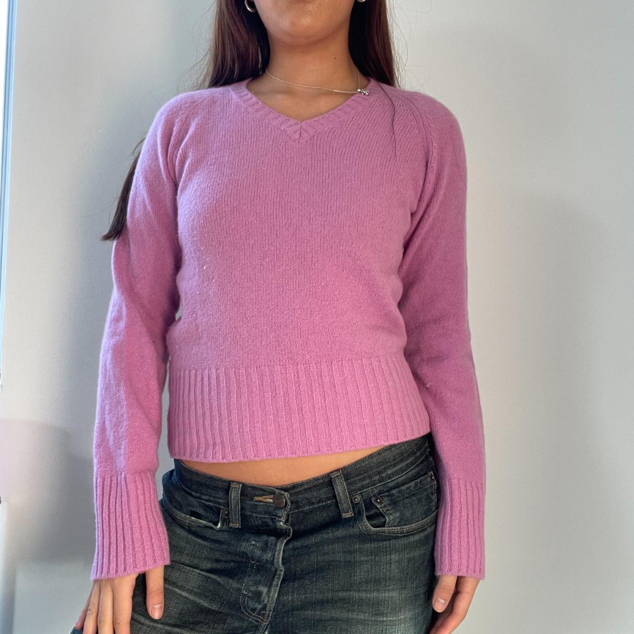 Pink V-Neck Knitted Jumper