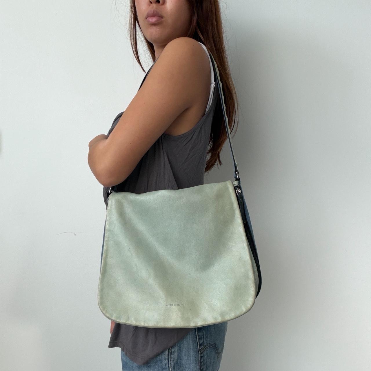 Vintage Blue Italian Leather Shoulder Bag