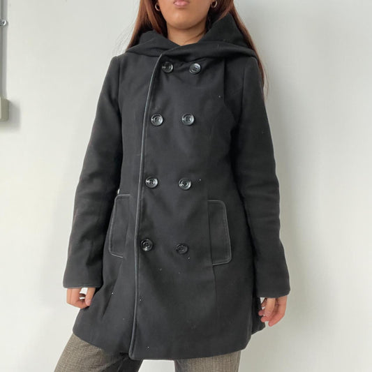 Black Wool Peacoat Trench