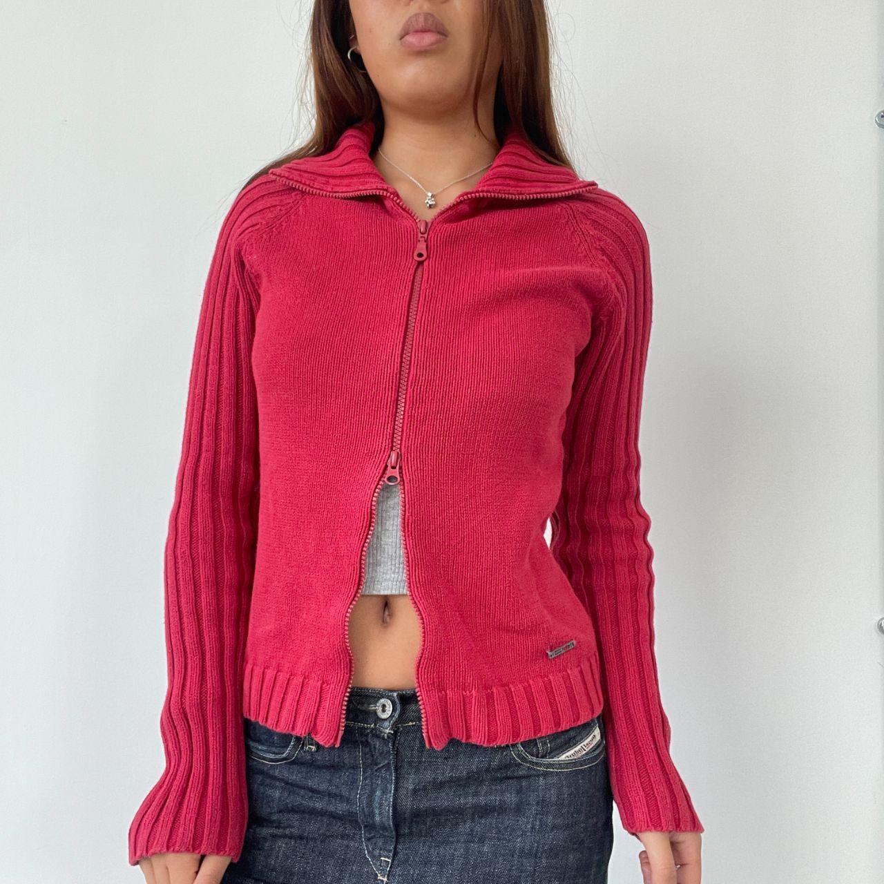 Red Double Zip Knitted Jumper