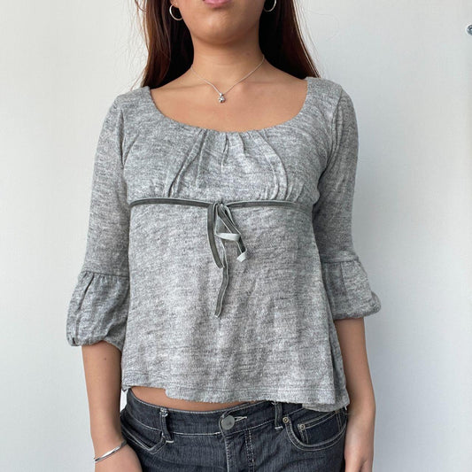 Grey Knitted Babydoll Peplum Top