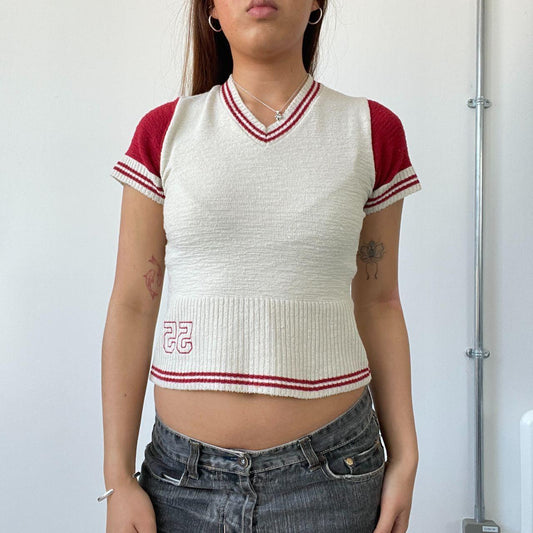 Red/Cream Knitted Baby Tee