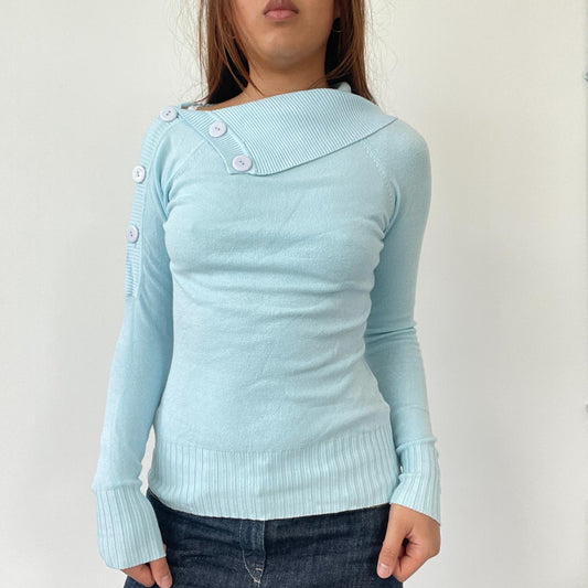 Blue Asymmetric Knit Jumper