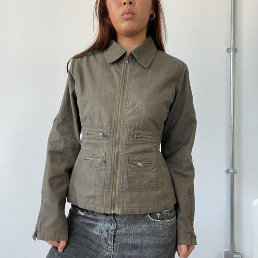 Khaki Fitted Utility Jacket