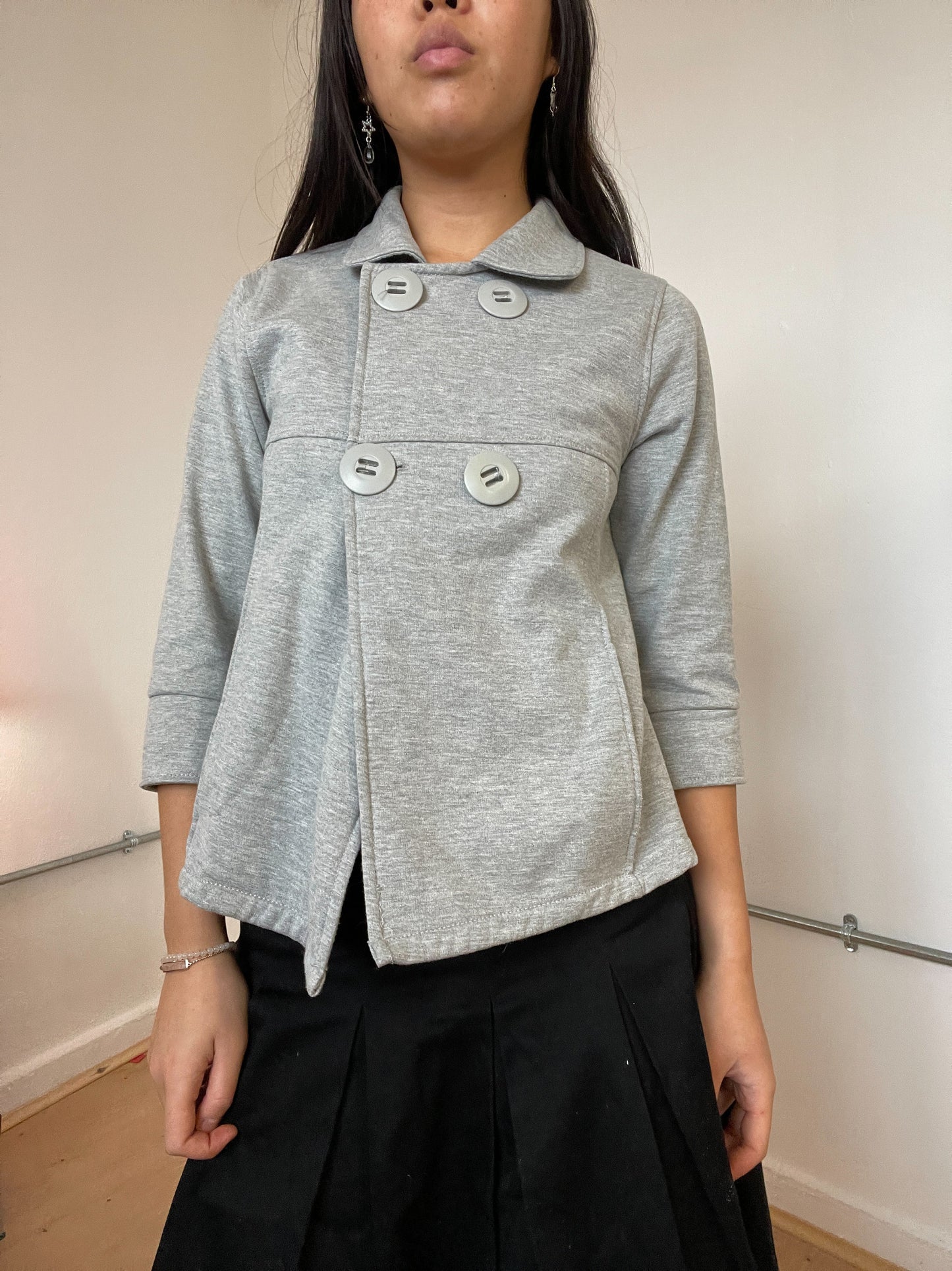 Grey double breasted jumper